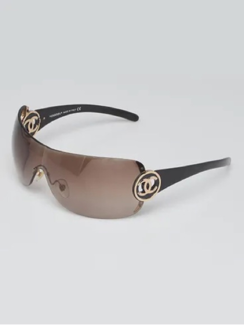 CHANEL Brown Gradient Lens Rimless Shield CC Logo Sunglasses-4145